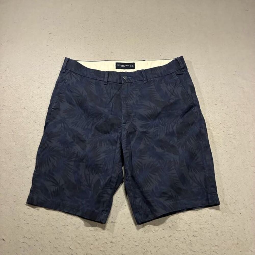 Abercrombie & Fitch Chino Shorts Mens 34 Blue Palm Fronds Tropical